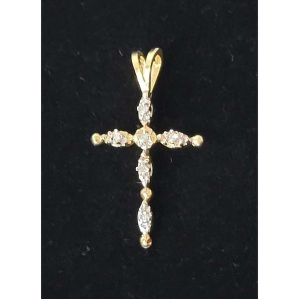 10kt Yellow‎ Gold Diamond Crucifix Cross Pendant Charm